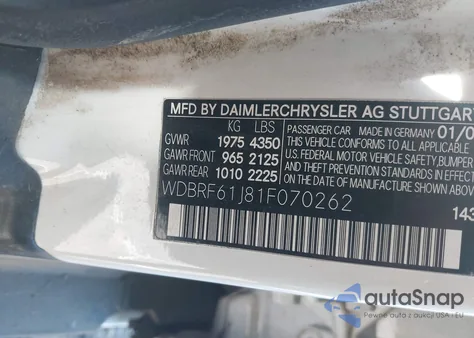 2001 Mercedes-Benz C 240 from USA, damaged, VIN WDBRF61J81F070262